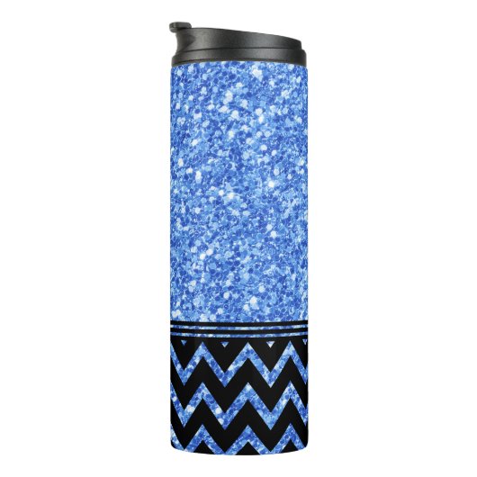 Bouteilles Isothermes Parties scintillant bleue Motif et Motif Chevron n (Tourné sur la droite)