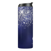 Bouteilles Isothermes Parties scintillant bleue poussière argent monogra (Tourné sur la gauche)