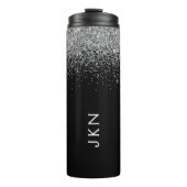 Bouteilles Isothermes Parties scintillant d'argent noir Monogramme de fi (Devant)