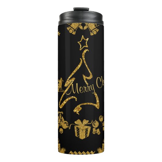 Bouteilles Isothermes Parties scintillant d'or Joyeux Noël, Père Noël (Devant)