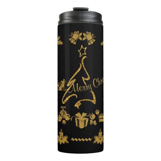 Bouteilles Isothermes Parties scintillant d'or Joyeux Noël, Père Noël (Devant)