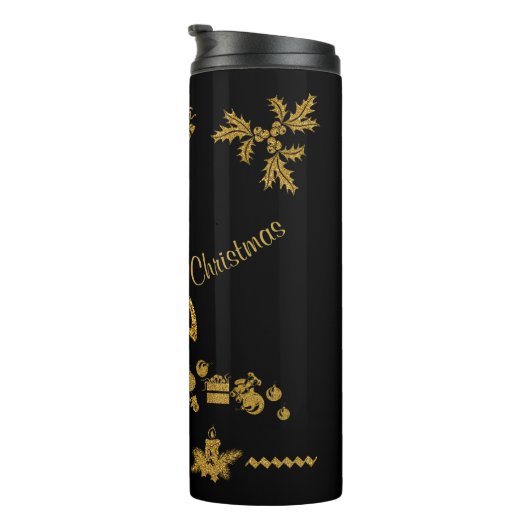 Bouteilles Isothermes Parties scintillant d'or Joyeux Noël, Père Noël (Tourné sur la droite)