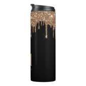 Bouteilles Isothermes Parties scintillant d'or noir goutte monogramme br (Tourné sur la droite)