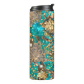 Bouteilles Isothermes Parties scintillant d'or turquoise Faux Fleurs Abs (Tourné sur la gauche)