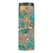 Bouteilles Isothermes Parties scintillant d'or turquoise Faux Fleurs Abs (Dos)