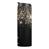 Bouteilles Isothermes Parties scintillant en or noir nom monogramme scin (Tourné sur la droite)