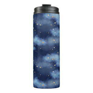 Bouteilles Isothermes Parties scintillant Gold Stars Dark Blue Sky Motif