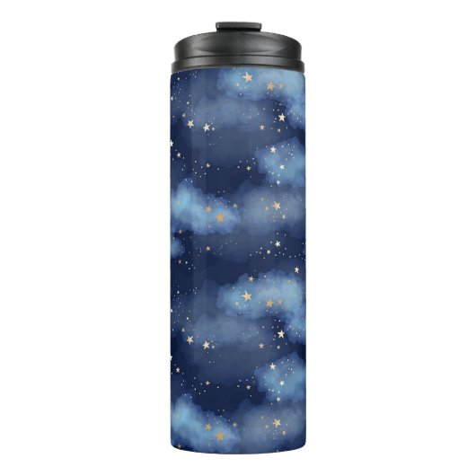 Bouteilles Isothermes Parties scintillant Gold Stars Dark Blue Sky Motif (Devant)