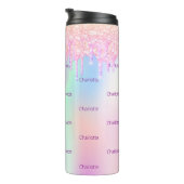 Bouteilles Isothermes Parties scintillant holographique rose nom goutte (Tourné sur la droite)