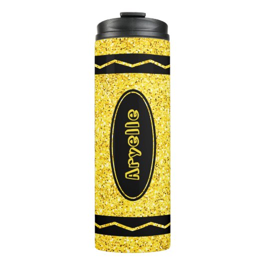 Bouteilles Isothermes Parties scintillant jaune Crayon Nom personnalisé  (Devant)