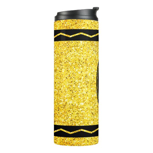 Bouteilles Isothermes Parties scintillant jaune Crayon Nom personnalisé  (Tourné sur la gauche)