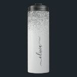 Bouteilles Isothermes Parties scintillant Monogramme Argent Sparkle Girl<br><div class="desc">Argent Faux Foil Parties scintillant à étincelles métalliques brossé Monogramme en métal Nom Buvez Paruline. Cela rend le cadeau parfait pour 16 ans,  mariage,  douche nuptiale,  anniversaire,  baby shower ou bachelorette pour quelqu'un qui aime le luxe glam et les styles chic.</div>