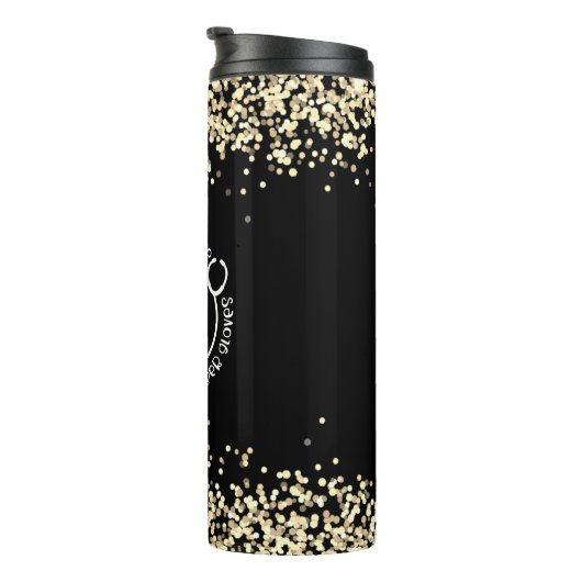 Bouteilles Isothermes Parties scintillant noire moderne Monogramme Steth (Tourné sur la droite)