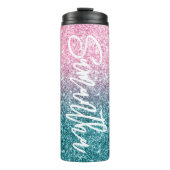 Bouteilles Isothermes Parties scintillant Ombre Turquoise rose clair bri (Devant)