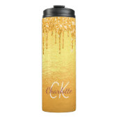 Bouteilles Isothermes Parties scintillant or goutte nom monogramme (Devant)