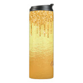 Bouteilles Isothermes Parties scintillant or goutte nom monogramme (Tourné sur la gauche)