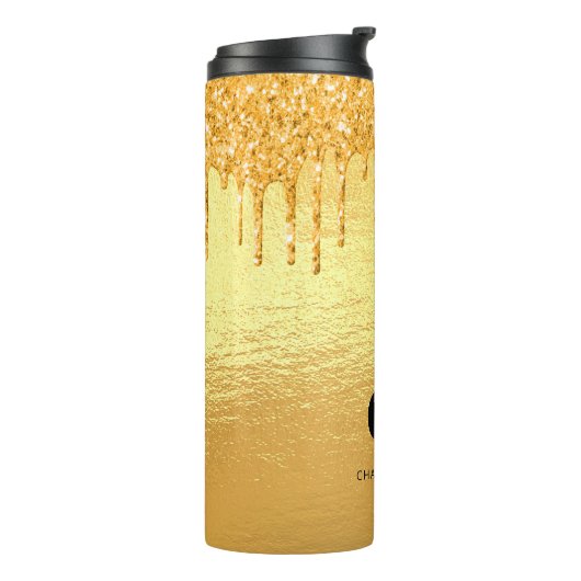 Bouteilles Isothermes Parties scintillant or gouttes monogramme (Tourné sur la gauche)