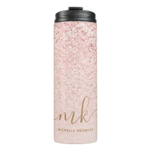 Bouteilles Isothermes Parties scintillant or Rose tendance Initiales fan