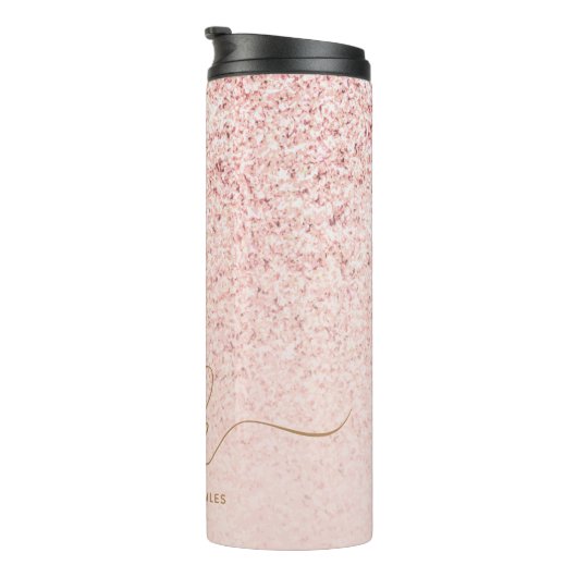 Bouteilles Isothermes Parties scintillant or Rose tendance Initiales fan (Tourné sur la droite)