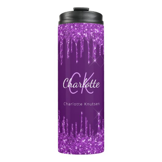 Bouteilles Isothermes Parties scintillant pourpre goutte nom monogramme  (Devant)