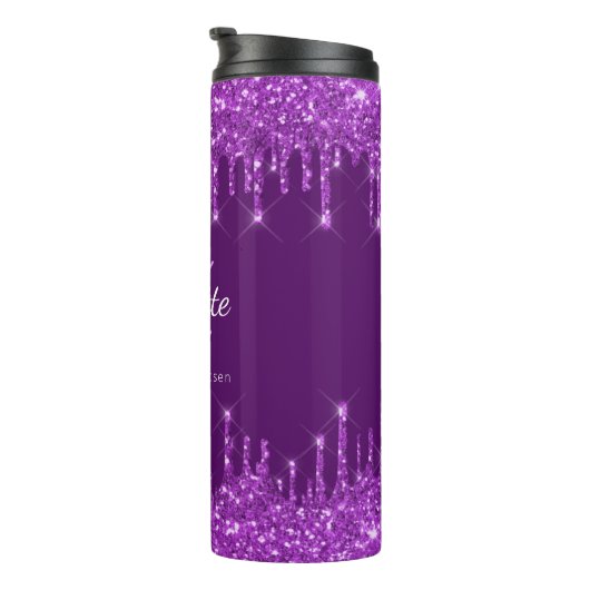 Bouteilles Isothermes Parties scintillant pourpre goutte nom monogramme  (Tourné sur la droite)