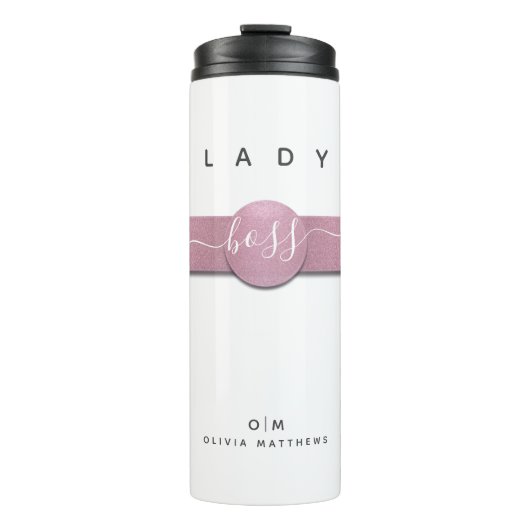 Bouteilles Isothermes Parties scintillant rose blanche Monogramme Lady B (Devant)