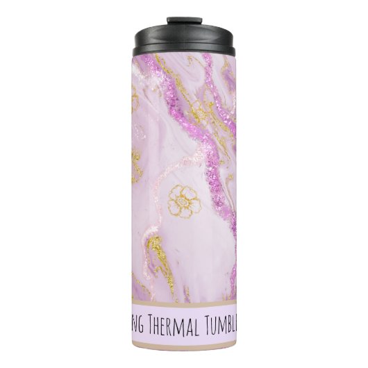Bouteilles Isothermes *~* Parties scintillant rose SWAG Marbre QR Tumble (Devant)