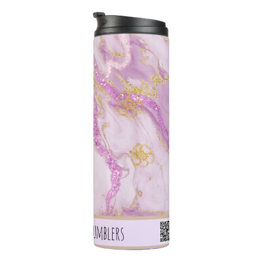Bouteilles Isothermes *~* Parties scintillant rose SWAG Marbre QR Tumble (Tourné sur la droite)