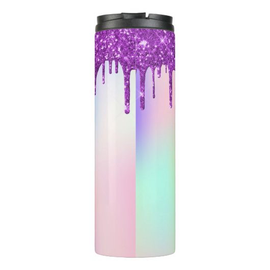 Bouteilles Isothermes Parties scintillant violet arc-en-ciel goutte mono (Dos)