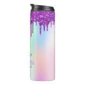 Bouteilles Isothermes Parties scintillant violet arc-en-ciel goutte mono (Tourné sur la droite)