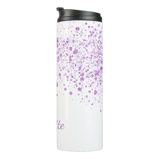 Bouteilles Isothermes Parties scintillant violette lâche le script blanc (Tourné sur la droite)