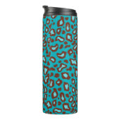 Bouteilles Isothermes Paruline à café thermique rétro Turquoise Leopard (Tourné sur la droite)