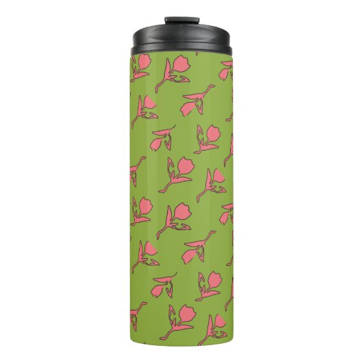 Bouteilles Isothermes Paruline rose et verte calme (Devant)