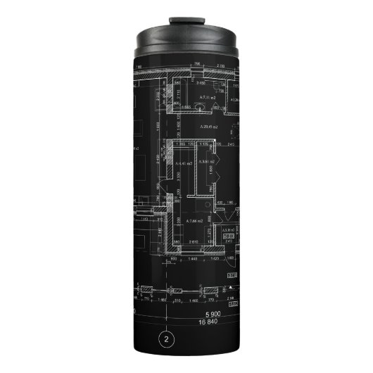 Bouteilles Isothermes Paruline thermique avec plan d'architecture (Devant)