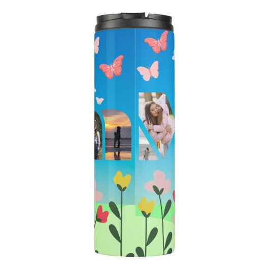 Bouteilles Isothermes Paruline thermique de maman papillon personnalisée (Dos)