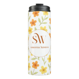Bouteilles Isothermes Paruline thermique florale personnalisée - Initial