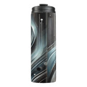 Bouteilles Isothermes Paruline thermique Futuriste Abstraite Bleu & Arge (Devant)