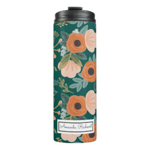 Bouteilles Isothermes Paruline thermique Motif vert Roses rouges