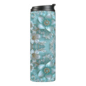 Bouteilles Isothermes Paruline thermique turquoise à fleurs blanches (Tourné sur la gauche)