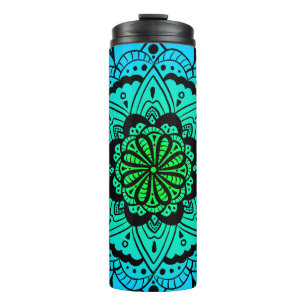 Bouteilles Isothermes Paruline thermique turquoise Ombré Mandala