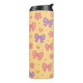 Bouteilles Isothermes Pastel Bows & Flowers Pattern – Cute Yellow Girly  (Tourné sur la gauche)