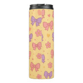 Bouteilles Isothermes Pastel Bows & Flowers Pattern – Cute Yellow Girly  (Dos)