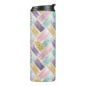 Bouteilles Isothermes Pastel Brushstroke & Gold Crisscross Abstrait (Tourné sur la gauche)