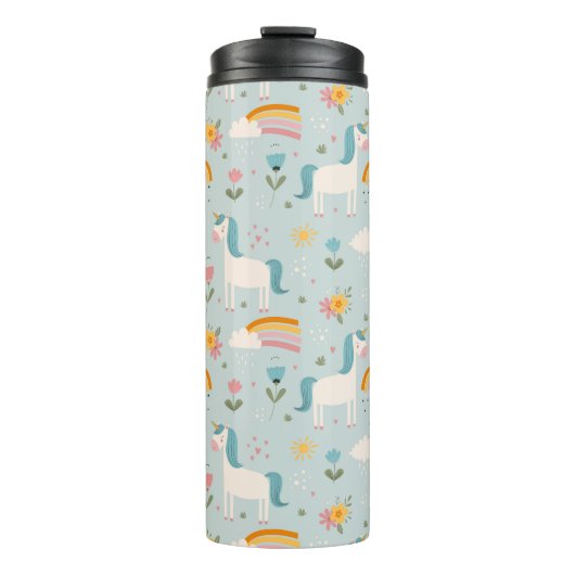 Bouteilles Isothermes Pastel mignon Rainbow Unicorn Motif (Devant)