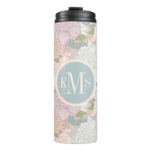 Bouteilles Isothermes Pastel Peony & Butterfly Flower Motif (Devant)