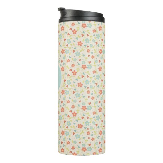 Bouteilles Isothermes Pastel Pretty Spring Floral Pattern Monogram (Tourné sur la droite)