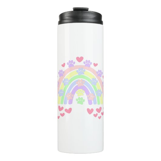 Bouteilles Isothermes Pastel Rainbow Hearts et Empreintes de pattes de c (Devant)