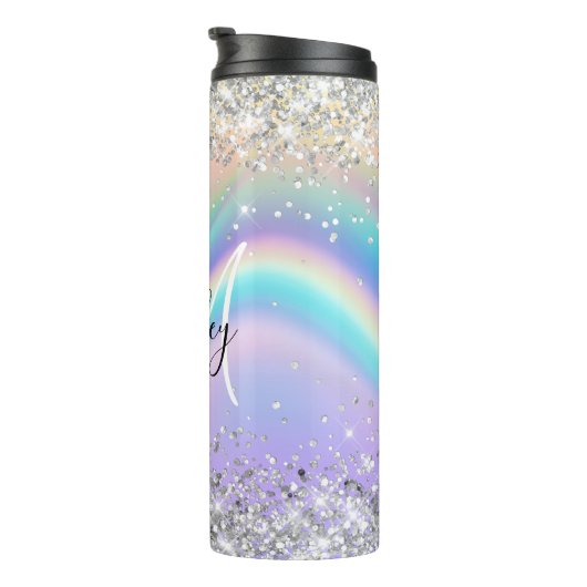 Bouteilles Isothermes Pastel Rainbow Wave Ombre Silver Parties scintilla (Tourné sur la droite)
