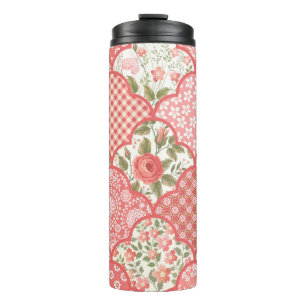 Bouteilles Isothermes Pastel Rose Motif à patchwork floral