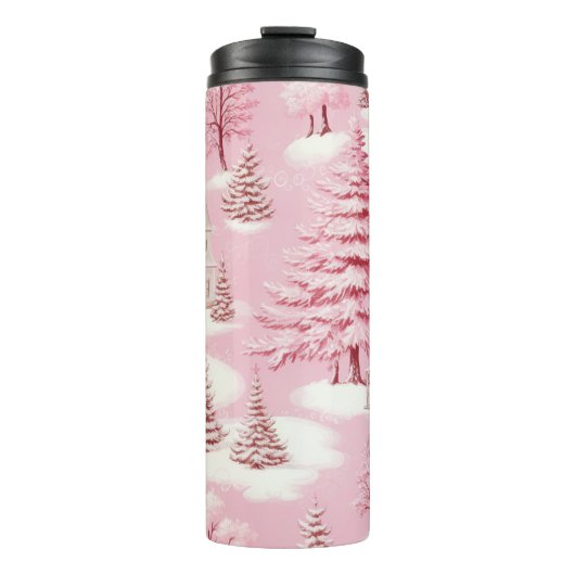 BOUTEILLES ISOTHERMES PASTEL ROSE NOËL SCÈNE HIVER (Devant)